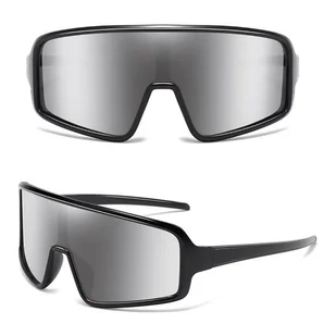 Sportowe okulary przeciwsłoneczne lustrzanki z filtrem UV400 STS-01 czarny/srebrny - Okulary sportowe - miniaturka - grafika 1