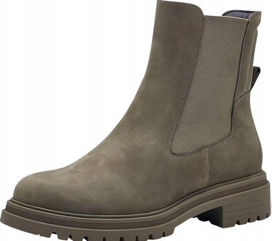 TAMARIS BOTKI SKÓRZANE ZA KOSTKĘ NA ZAMEK KHAKI 39 Ż_B