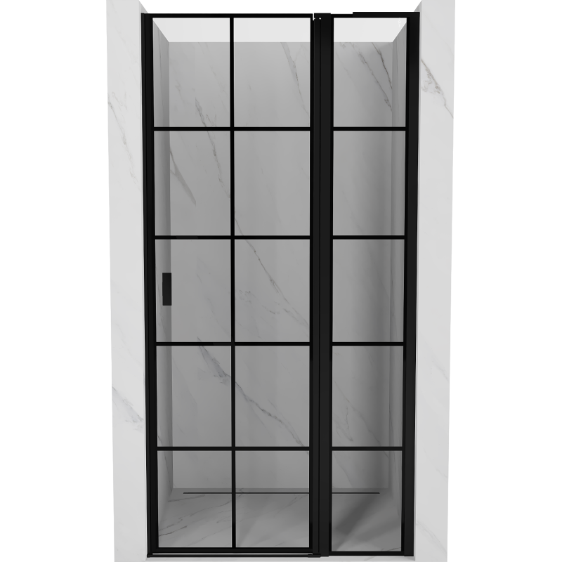 Mexen Mist L drzwi prysznicowe uchylne prawe 115 cm, czarna kratka, czarne - 8A4L-115-000-70-77-P