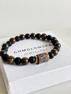 Bransolety męskie - Bransoletka męska Bronzyt i Agat Unikat - Pakamera - miniaturka - grafika 1