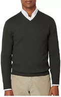 Swetry męskie - Hackett London Sweter męski Merino Cash Mix V, Zielony (ciemnozielony), XL - miniaturka - grafika 1