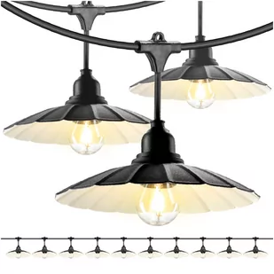 ZESTAW CRETE 2x Girlanda ogrodowa 5m + kabel 10m + 10x klosz czarny M1 +LED - Lampy ogrodowe - miniaturka - grafika 1