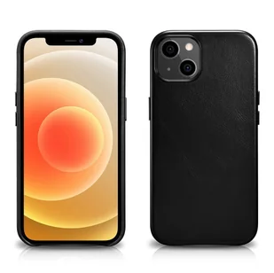 ICARER Etui Leather Oil Wax etui pokryte naturalną skórą do iPhone 13 mini black (kompatybilne z MagSafe) - Etui i futerały do telefonów - miniaturka - grafika 1