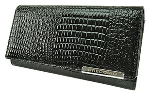 Portfel Damski Skórzany GREGORIO Długi Max Z Klamrą Lakierowany GF-100 CZARNY RFID 18,5 x 9,5 x 3,5 [cm] - Portfele - miniaturka - grafika 1