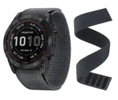 Akcesoria do smartwatchy - Opaska Pasek Bransoleta Nylon Loop Garmin Fenix 3/5X/3Hr/5X Plus/6X/6X Pro/7X Szara - miniaturka - grafika 1