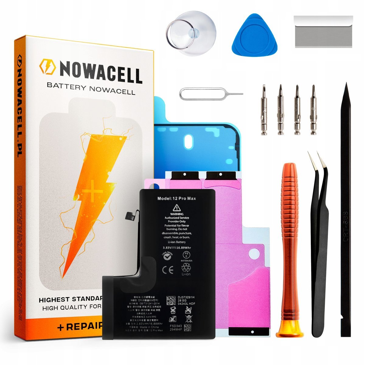 Bateria do iPhone 12 Pro Max Większa Pojemność 4410 mAh Zestaw NOWACELL