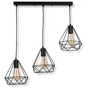Lampy sufitowe - Polux Lampa wisząca VIGO P druciana loft 3xE27 czarna 314628 - miniaturka - grafika 1