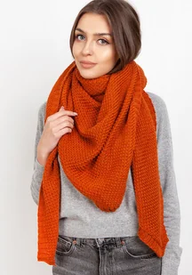 Efektowna dzianinowa chusta - pomarańcza - Apaszki i szaliki damskie - miniaturka - grafika 1
