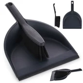 Miotły, szufle, mopy - Zmiotka z szufelką czarna zestaw szczotka miotełka łopatka śmietniczka - miniaturka - grafika 1