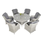 Meble ogrodowe - Focus Zestaw Ravena 6+1 white grey - miniaturka - grafika 1