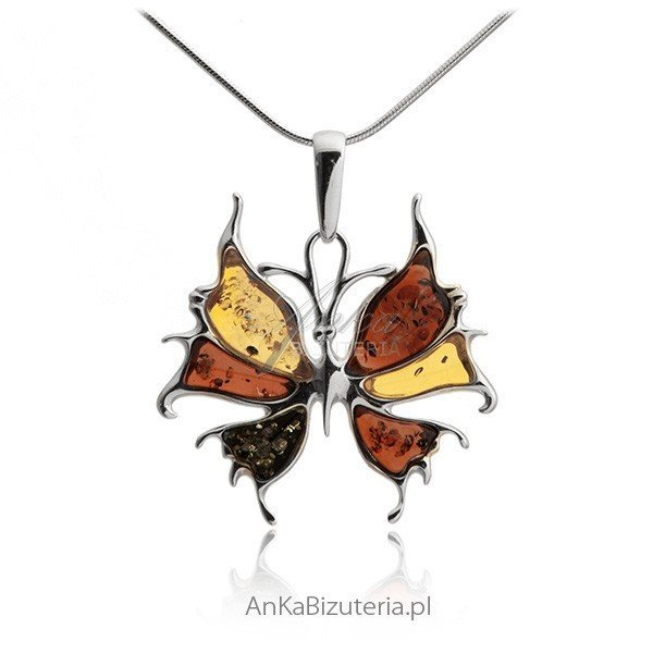 ankabizuteria.pl Wisiorek MOTYL Srebro i bursztyn