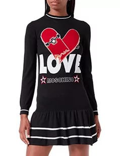 Love Moschino Damska sukienka z długim rękawem, czarny, 42 - Sukienki - miniaturka - grafika 1