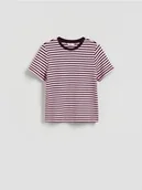 Koszulki i topy damskie - Reserved - T-shirt regular z merceryzowanej bawełny - ciemnofioletowy - miniaturka - grafika 1