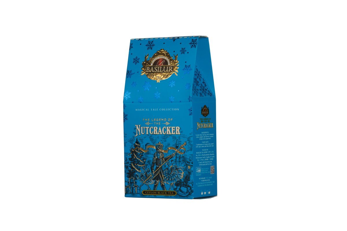 Basilur THE LEGEND OF THE NUTCRACKER herbata czarna KARMEL POMARAŃCZA MIĘTA liściasta w stożku - 75 g