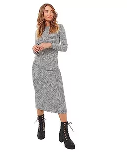 Joe Browns Damska monochromatyczna sukienka z nadrukiem geometrycznym z marszczonym bokiem bodycon midi z dżerseju, wielokolorowa, 16, czarny/biały, 42 - Sukienki - miniaturka - grafika 1