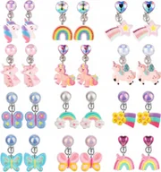 Biżuteria dla dzieci - 12X KOLCZYKI DLA DZIECI NA KLIPSY JEDNOROŻEC TĘCZA SYRENA BEZPIECZEŃSTWO - miniaturka - grafika 1