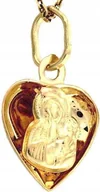Wisiorki - Złoty medalik 333 serce z Matką Boską 8kt chrzest Komunia pamiątka wisiorek - miniaturka - grafika 1