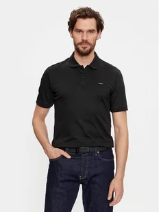 Calvin Klein Polo Smooth Cotton Slim Polo K10K111657 Czarny Regular Fit - Koszulki męskie - miniaturka - grafika 1