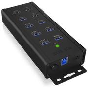 Huby USB - Icy Box IB-hub1703-QC3 7-fach USB 3.0 Hub dołączony zasilacz sieciowy (12 V/5 A), 3 ladeports przemysłowe, QC 3.0, zestaw uchwyt, aluminium czarna IB-HUB1703-QC3 - miniaturka - grafika 1