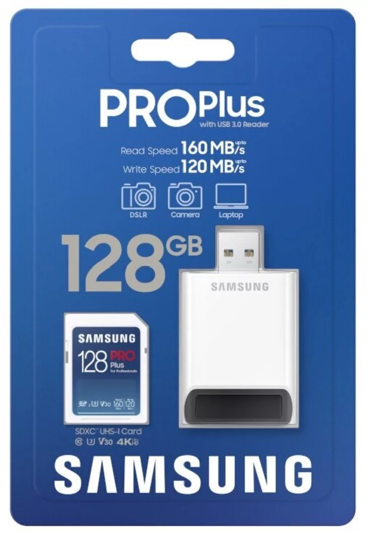 Samsung 128GB SDXC PRO Plus 160MB/s z czytnikiem