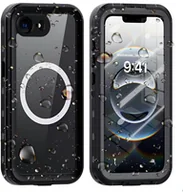Etui i futerały do telefonów - Etui wodoodporne pancerne 360 Supero MagSafe do iPhone 16e, czarno-przezroczyste - miniaturka - grafika 1