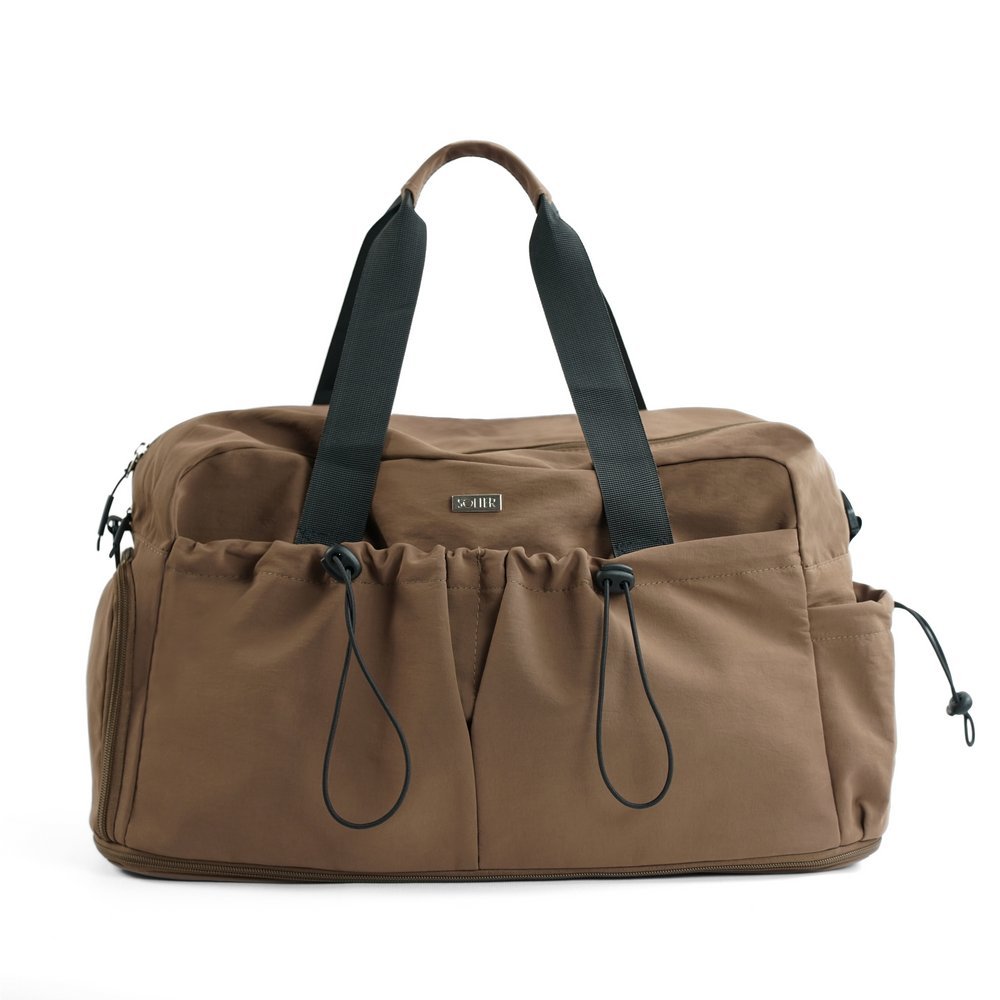 Sportowa torba damska Solier SM06 Moira, na siłownię, pilates i podróże, kolor brązowy