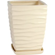 Donice - Doniczka ceramiczna z podstawką kwadrat duna 26 x 18 cm bordowy połysk symbol 040 - miniaturka - grafika 1