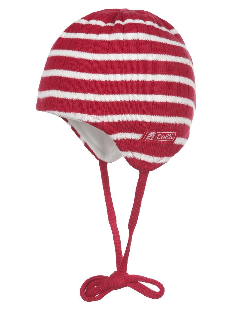 Dziecięca czapka wiązana jesienno zimowa czerwona Döll r.37