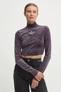 adidas Originals longsleeve damski kolor fioletowy z półgolfem IZ0378 - Bluzki damskie - miniaturka - grafika 1