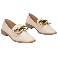 Półbuty damskie - Półbuty Pantofle Mokasyny Oxfordy Klasyczne Damskie Wygodne Skórzane Lekkie Eleganckie Z Ozdobą Beżowe 36 - miniaturka - grafika 1