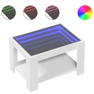 Ławy i stoliki kawowe - vidaXL Stolik kawowy z oświetleniem LED Biały 73x53x45 cm Materiał drewnopochodny - miniaturka - grafika 1