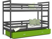 Łóżka dla dzieci i młodzieży - Łóżko piętrowe 200x90 szare zielone JACEK - miniaturka - grafika 1