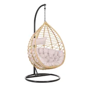 Fotele ogrodowe wiszące - Beliani Fotel wiszący ze stojakiem rattanowy beżowy ARSITA - miniaturka - grafika 1