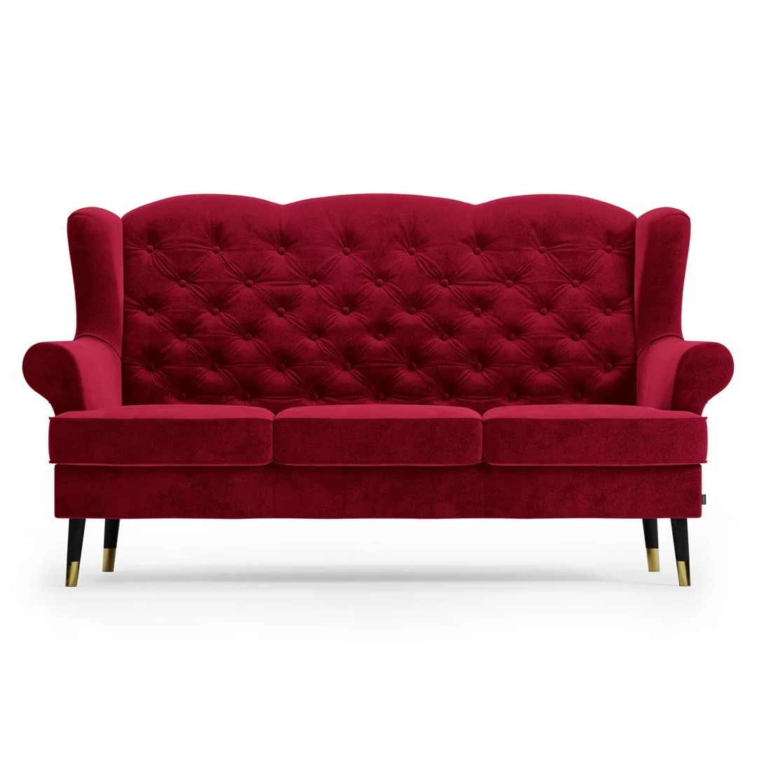 Trzyosobowa sofa z pikowanym oparciem Czerwona LEVSI
