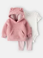 Bluzy i sweterki niemowlęce - carter's 3-częściowy zestaw w kolorze jasnoróżowo-białym - miniaturka - grafika 1
