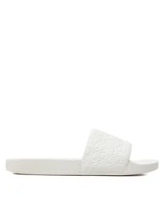 Calvin Klein Klapki Slide Saff Mono HW0HW02106 Biały - Klapki i japonki damskie - miniaturka - grafika 1
