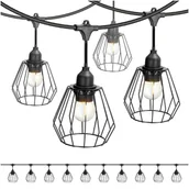 Lampy ogrodowe - ZESTAW CRETE 2x Girlanda ogrodowa 5m + kabel 10m + 10x klosz czarny D1 +LED - miniaturka - grafika 1