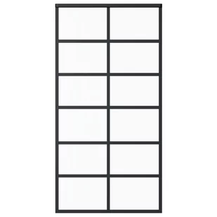 vidaXL Lumarko Drzwi przesuwne, szkło ESG i aluminium, 102x205 cm, czarne 151022 - Drzwi wewnętrzne - miniaturka - grafika 1