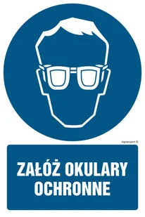 GL003 ZAŁÓŻ OKULARY OCHRONNE, PN - PŁYTA PCV 1MM; (100X150MM) - Tablice BHP - miniaturka - grafika 1