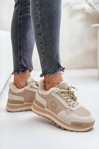 Sneakersy Damskie Ocieplane Na Platformie Big Star OO274A214 Beżowe-39 - Sneakersy damskie - miniaturka - grafika 1