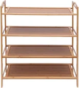 Szafki na buty - Bambusowa ławka na buty, stojak na buty z miejscem do przechowywania, wielofunkcyjna, oszczędzająca miejsce organizacja, stojak na buty, ławka z półkami i tapicerowanym siedziskiem do salonu, sypialni, przedpokoju (kolor drewna) - miniaturka - grafika 1