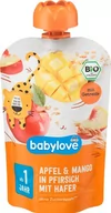 Desery dla dzieci - Babylove, Bio, Mus owocowy, Brzoskwinia, Jabłka, Mango i Owies, 100 g - miniaturka - grafika 1