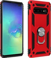 Etui i futerały do telefonów - Hybrydowe etui na telefon komórkowy z uchwytem na pierścień do Samsung Galaxy S10 Plus - czerwony - miniaturka - grafika 1