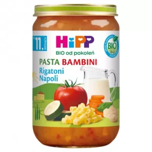 Hipp Pasta Bambini Rigatoni Napoli po 11. miesiącu 220 g Bio - Dania dla dzieci - miniaturka - grafika 1