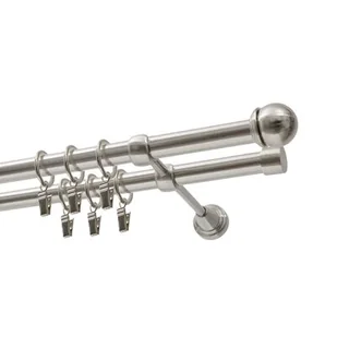 Karnisz DECASTYL Gałka Max z kółkami podwójny 320 cm Stal nierdzewna - Karnisze Karnisz DECASTYL Gałka Max z kółkami podwójny 320 cm Stal nierdzewna - Karnisze - miniaturka - grafika 1