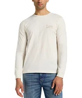 Koszulki męskie - Koszulka Lee LS WOBBLY LOGO TEE 112358003 Ecru M - miniaturka - grafika 1
