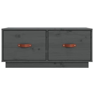 Lumarko Szafka pod TV, szara, 80x34x35 cm, lite drewno sosnowe - Szafki RTV - miniaturka - grafika 7