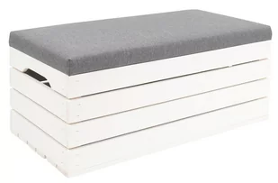 Pufa skrzynia otwierana biała SOSNA 80x40x35 cm 188303 - Pufy i podnóżki - miniaturka - grafika 1