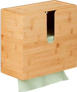 bambusowy podajnik ręczników papierowych relaxdays z pokrywką - Ręczniki - miniaturka - grafika 1