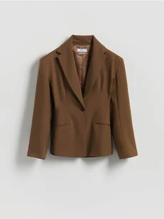 Reserved - Taliowana marynarka z wiskozą - warm olive - Marynarki i żakiety damskie - miniaturka - grafika 1